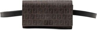 Fendi Pre-owned Fendi Zucchino Coated Canvas Flap Belt Bag Ladies 8MO258