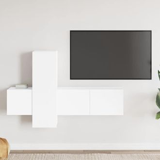 vidaXL Vidaxl - Set De Muebles De Sal&oacute;n Tv 3 Piezas Madera De Ingenier&iacute;a Blanco