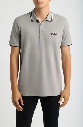 BOSS Paddy Pro Performance Polo in Silver at Nordstrom, Size Xx-Large