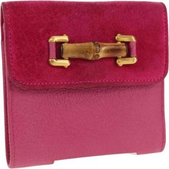 Gucci Pre-owned Wallets, female, Pink, Size: ONE SIZE Pre-owned Suede Wallet