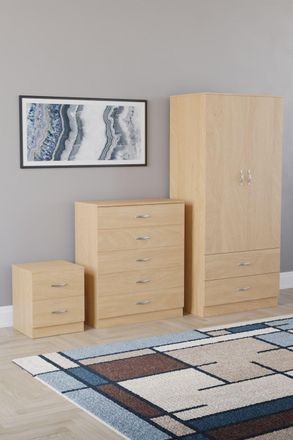 Home Discount Vida Designs Riano 3 Piece Bedroom Set 2 Draw Bedside & 5 Drawer Chest in Brown