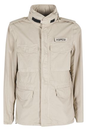 Aspesi Beige Minifield Patch-Logo Cotton Jacket