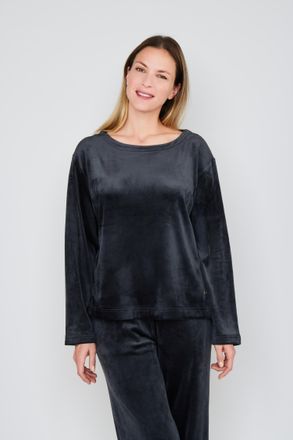 Joop Longsweatshirt JOOP Velvet, Damen, Gr. 34, schwarz, Samt, Obermaterial: 95% Polyester, 5% Elasthan, bequem h&uuml;ftlang, Rundhals, Sweatshirts Longsweatsh