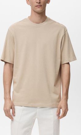 Mango Relaxed Fit Solid Cotton T-Shirt in Ecru at Nordstrom, Size Small