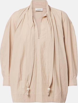 Christophe Lemaire Tie-neck cotton cr&ecirc;pe blouse