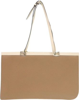 Valextra Beige Ivory Leather Handbag Tote Bag (Pre-Owned)