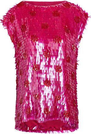 Dries Van Noten Cuzco Sequin-embellished Silk top - Fuchsia - 40 (UK12 / M)