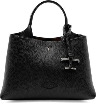 Tod's Black Leather Shoulder Bag Tote Bag (Pre-Owned)