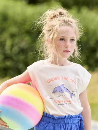 Vertbaudet M&auml;dchen T-Shirt, Paradiesvogel wei&szlig;