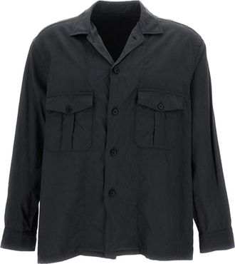 Kaptain Sunshine Relaxed Fit Silk Shirt with Flared Hem