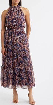 Julia Jordan Paisley Sleeveless Dress in Navy Multi at Nordstrom Rack, Size 14