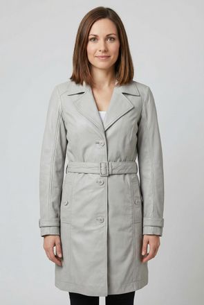 Mauritius Trenchcoat MAURITIUS MWLeoniz, Damen, Gr. 4XL (48), silber grau, Obermaterial: 100% Schafsleder. Futter: 100% Polyester. &Auml;rmelfutter: 100% Polyester, 