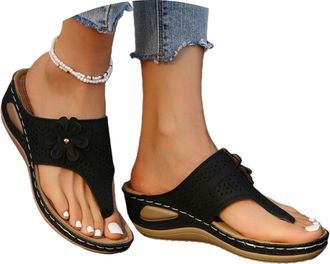 Generic Wedge Flip Flops for Women Summer Wide Fit Flat Sandals with Arch Support Lightweight Anti-Slip Walking Sandals Comfortable Casual Outdoor Non-Slip Be