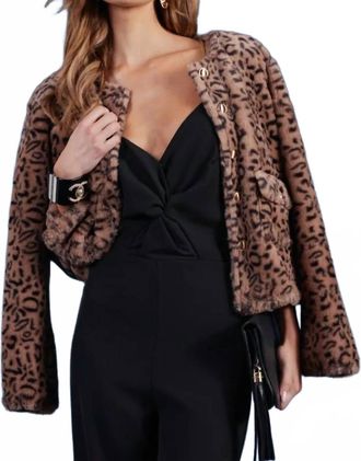 Bishop + Young Leopard Faux Fur Jacket In Brown