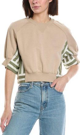 3.1 Phillip Lim 3/4 Sleeve Cropped Combo Sweatshirt