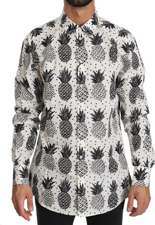 Dolce & Gabbana Heren Wit Ananas Katoenen Top Shirt