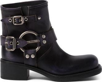 Miu Miu Vintage-Look leather ankle boots - women - Leather - 39.5 - Black