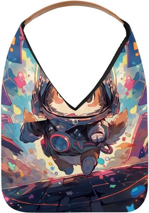 Generic Cute Space Dog Reusable Lightweight Grocery Bags - Foldable Into Compact Pouch, Washable & Sturdy, Multipurpose for Shopping and Travel