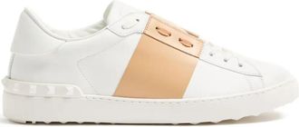 Valentino Garavani Open Leather Sneakers With Contrast Band And Stud Details Shoes