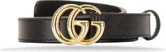 Gucci Leren Riem met Logo Plaque - Dames - Riemen - Zwart - 65 CM - Leer - Accessoires