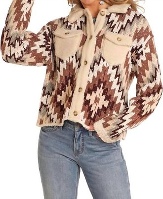 Panhandle Aztec Sweater Cardigan In Brown