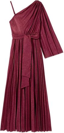 Oltre Jurk met &eacute;&eacute;n schouderband en plooien in lurex jersey - Dames - Avondkleed - Rood - L - Polyester - Kleedjes