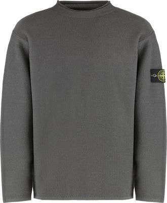 Stone Island Grey Logo Badge Knitted Sweater