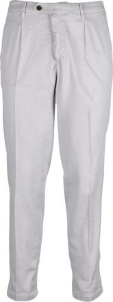 BRIGLIA 1949 Grey Linen Cotton Stretch Trousers