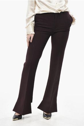 Chlo&eacute; Bootcut Virgin Wool Trousers with Front Pleats size 42