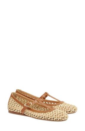 Ancient Greek Sandals Aerati T-Strap Raffia Flat in Natural at Nordstrom, Size 10Us