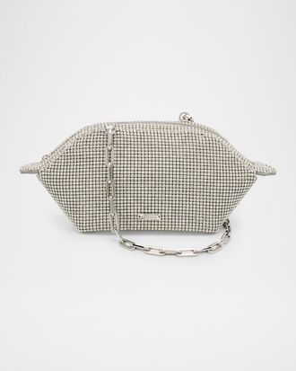 Cult Gaia Lucette Rhinestone Mesh Clutch Bag