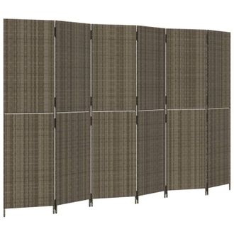 vidaXL Biombo De 6 Paneles Rat&aacute;n Sint&eacute;tico Gris Vidaxl
