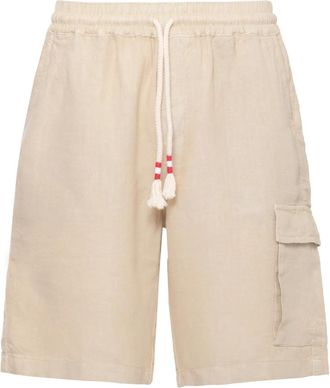 Saint Barth Korte Broeken, Heren, Beige, M, Linnen, Marseille Bermuda Shorts