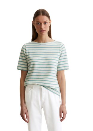 Marc O'Polo T-Shirt MARC OPOLO, Damen, Gr. XL, bunt (multi, pure teal), Jersey, Obermaterial: 100% Baumwolle, U-Boot-Ausschnitt, Shirts T-Shirt, geringelt, U-Boot