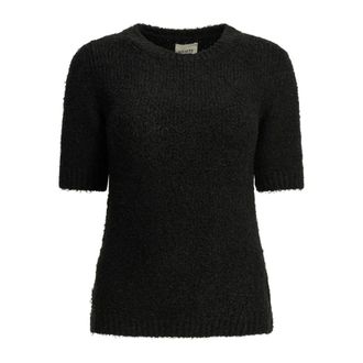 Khaite Maglioncino a Maniche Corte in Maglia Texturizzata - - Knitwear - Donna - Nero - L