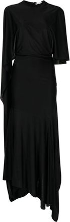 Stella McCartney cape-sleeve asymmetric dress - women - Acetate/Silk - 42 - Black