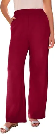 Roaman's Plus Size Pull On Wide Leg Soft Knit Pant in Rich Burgundy at Nordstrom, Size Medium