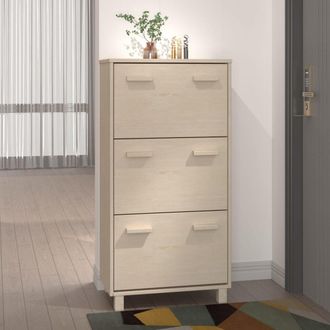 Berkfield Home Shoe Cabinet HAMAR Honey Brown 59.5x35x117 cm Solid Wood Pine
