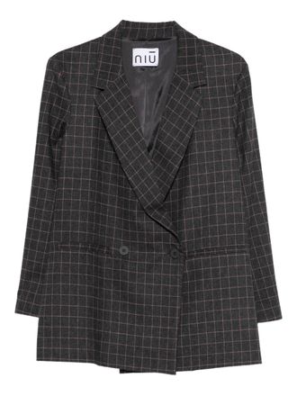 Ni&ugrave; double-breasted check blazer - Grey