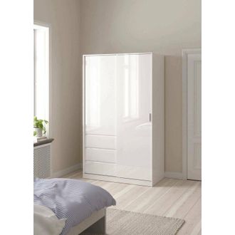Dmora Armario 2 Puertas Clemence, Muebles De Dormitorio, Vestidor, Armario De Ropa, 119x60 H200 Cm, Blanco Brillante - Dmora