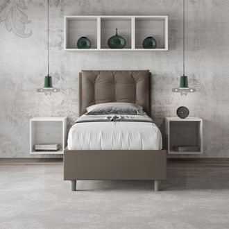 Les Tendances Les Tendances - Letto Singolo Senza Rete Imbottito 80x210 Similpelle Cappuccino Annalisa