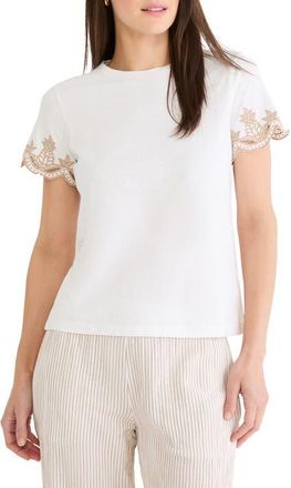 Nic+Zoe Deco Embroidered Slub Top in Paper White at Nordstrom, Size Xx-Large
