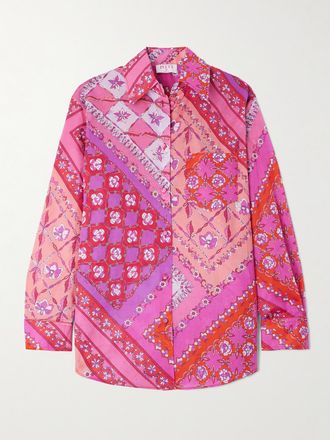 Pucci Camicia Oversize In Voile Di Cotone Stampato Festa - Rosa