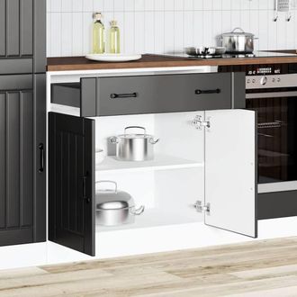 Berkfield Home Kitchen Base Cabinet Lucca Black Engineered Wood