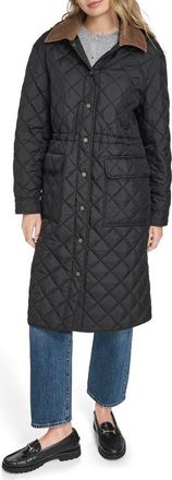 Levi's Diamond Quilted Hooded Long Coat in Black at Nordstrom, Size X-Small