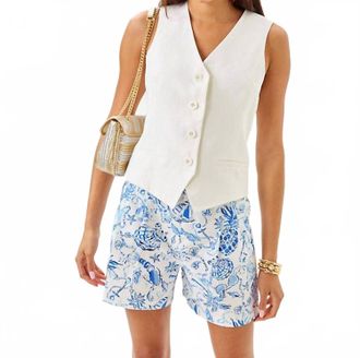 Lilly Pulitzer Bleecker Linen Vest In Resort White