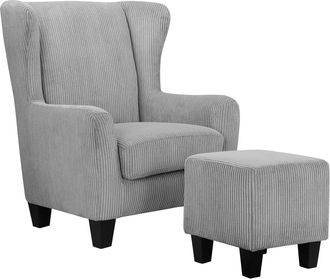 HOME AFFAIRE Ohrensessel »Chilly, Sessel mit Hocker« Set, bestehend aus Sessel und Hocker, 2 Stk. tlg. in Cord und Microfaser-Bezug, Unser Dauertiefpreis