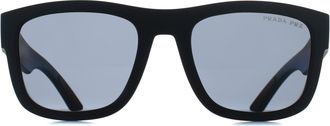 Prada PS01ZS DG002G zwart rubber donkergrijs gepolariseerde zonnebril