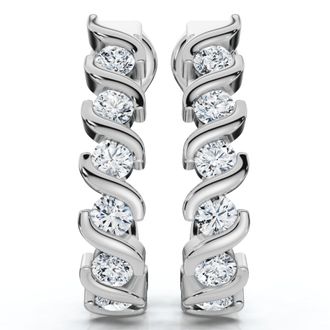 Pompeii3 3/8ct Diamond Hoop Earrings 14K White Gold