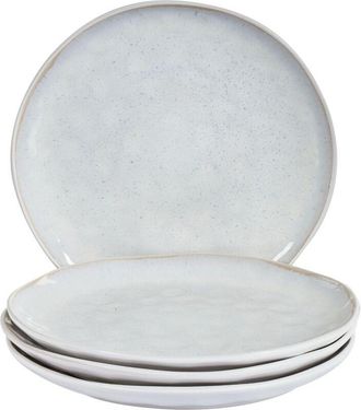 Beliani Set di 4 piatti fatti a mano finitura smalto reattivo Grigio chiaro Sesamo